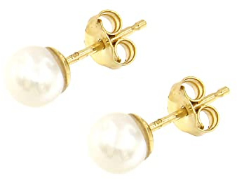 forme di Lucchetta Ohrringe 18 Karat Gelbgold Süßwasserperlen | 5, 6 und 7 mm Größe, für Damen und Mädchen, 5.75/6mm
