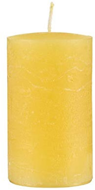 Kopschitz durchgefärbte Rustica Kerze, Stumpenkerzen Gelb, 10 x 6 cm, 1 Stück, rußarm, tropffrei