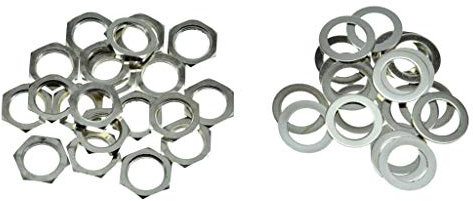 KAISH 20pcs Metric Guitar Input Output Jack Socket Nut and Washer Guitar Jack Nuts for Import Guitars Nickel