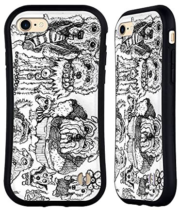 Head Case Designs Offizielle Mad Dog Art Gallery Hund Familie Schwarz und Weiss Doodle Hybride Handyhülle Hülle Huelle kompatibel mit Apple iPhone 7/8 / SE 2020 & 2022