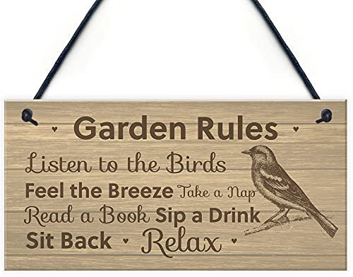 Garden Rules Sign Shabby Chic Garden Summerhouse Shed Sign Friendship Gift
