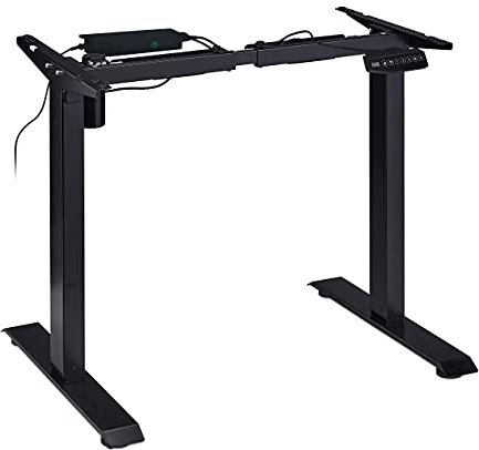 Relaxdays Pied de Bureau réglable en Hauteur électrique, 71-121cm, Assis/Debout, Fonction mémoire, Acier, Noir