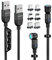 P-TECHUK Fast Charging Magnetic Data Cable, Magnetic Charging Cable with Data Transmission. Type C and Micro Usb connectors - A17 Black (1M 2M Cables, 1 x Tip Holder, 6 x Tips)