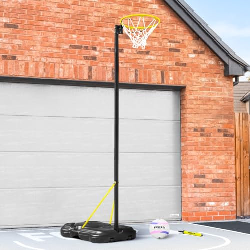 FORZA freistehender Netballständer – verstellbar 2,4m – 3m Verordnung Große Korb | Vollgroßes Training Ständer und Korb Set | Optionaler Netball & Pumpe
