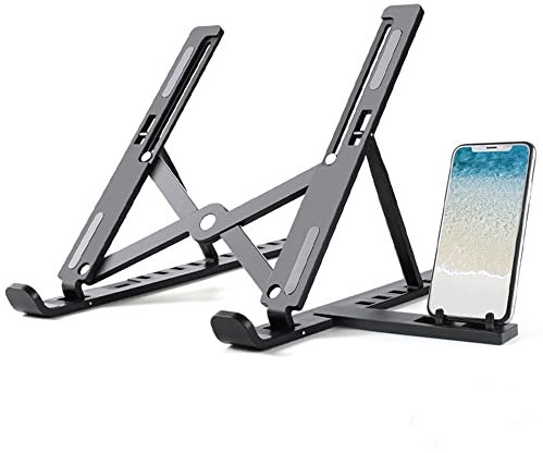 YiYaO Support d'ordinateur Support de Tablette Support d'ordinateur Portable, Support d'ordinateur Portable ventilé réglable en Hauteur en (comme indiqué sur l'image + Support de téléphone Portable)