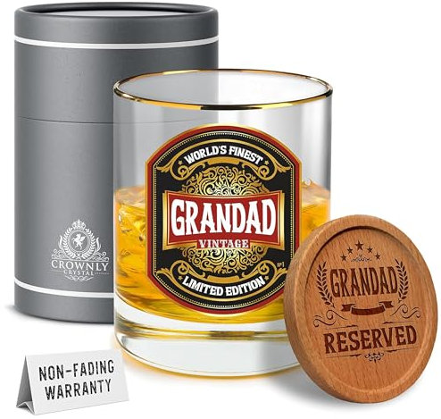 Kies Gift® Gold Grandad Gifts Vasos de whisky personalizados para abuelo regalos de cumpleaños de nietos regalos personalizados para abuelo regalos de cumpleaños para abuelo populer mejores regalos