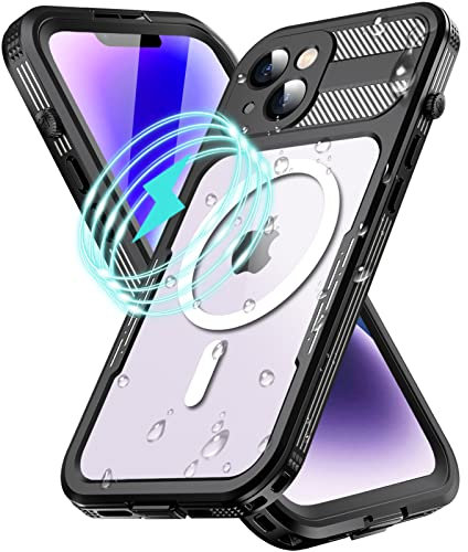 WIFORT for iPhone 14 Waterproof Case,Shockproof Dustproof Cover with Built-in Screen/Lens Protector, Compatible with Magsafe, Heavy Duty 360 Full Body Protective Front and Back Cases 6.1-Black