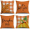 OCEUMACO Leinen Kissenbezug 40x40 Herbst Kissenhülle 4er Set Quadratisch Sofakissen Dekokissen Bezug für Couch Fall Ahorn Kürbis Kissen Kissenbezüge Outdoor Deko Couchkissen Zierkissen - Orange