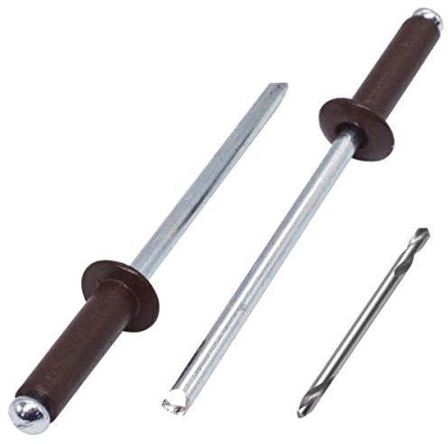 SKIR'CO (50 Stück) Blindnieten lackiert 4,0 x 16 mm, Aluminium Popnieten, Bohrer enthalten (Schokobraun RAL 8017)