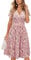 VOTEPRETTY Women's Short Sleeve V Neck Wrap Summer Dress Casual Floral Sundress with Pockets(Floral27,XL)