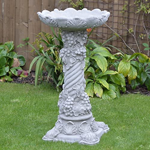 ONEFOLD - LARGE VICTORIANA BIRD BATH HAND CAST STONE GARDEN ORNAMENT | LARGE FEEDER | FROST PROOF | 85 CM | 58 KG