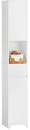 SoBuy Mobile alto Mobile a colonna bagno salvaspazio Colonna Bagno con 2 Armadietti e 1 Vano Aperto 30x30x170cm BZR109-W