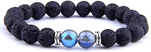 Braccialetto creativo Braccialetto Moda Elastico Sintetico Pietra di luna Pietra vulcanica naturale Perline Braccialetto, Filo di moda Polsino elastico regolabile Braccialetto unisex Gioielli Festival