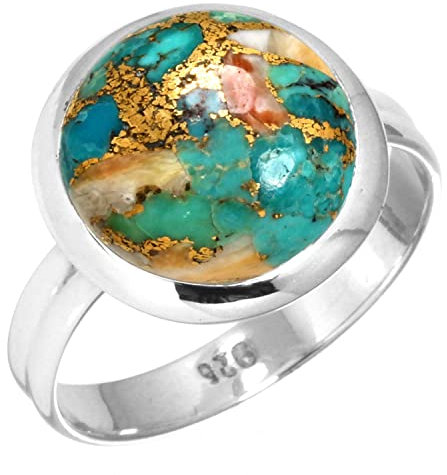 Jeweloporium Mehrfarbig Real Stachelige Auster 925 Silber Ringe für Frauen Edelstein viktorianisch Silber Ringe Größe 54(17.2) Weihnachten - Geschenk Handgefertigt Schmuck