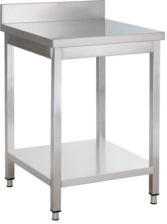 GastroHero Edelstahl Arbeitstisch I Arbeitstisch 70x70 cm mit Grundboden und Aufkantung I Edelstahltisch für Gastronomie I Gasto Tisch AISI 201
