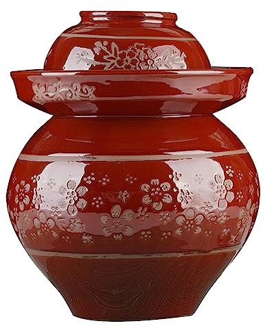 QPZK Kit De Jarra De Barro De Fermentación De Cerámica, Barcilla De Chucuco, Jarra Tradicional De Pepinillos De Porcelana China con Tapa De Bloqueo De Aire De Sello De AG 6Kg