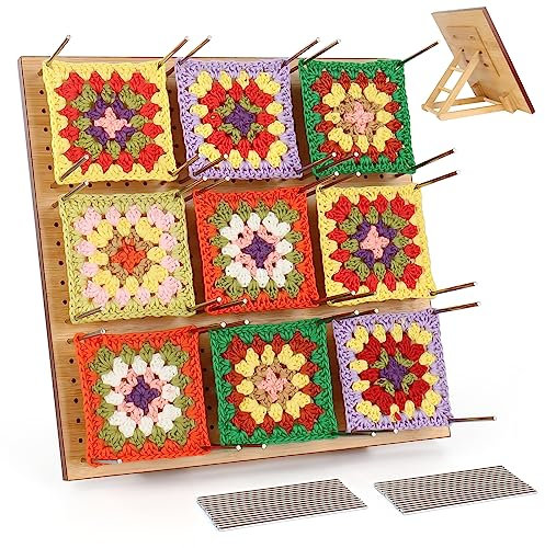 Coopay Cruscotto per Uncinetto quadrato grande da 11 pollici con perni - Legno