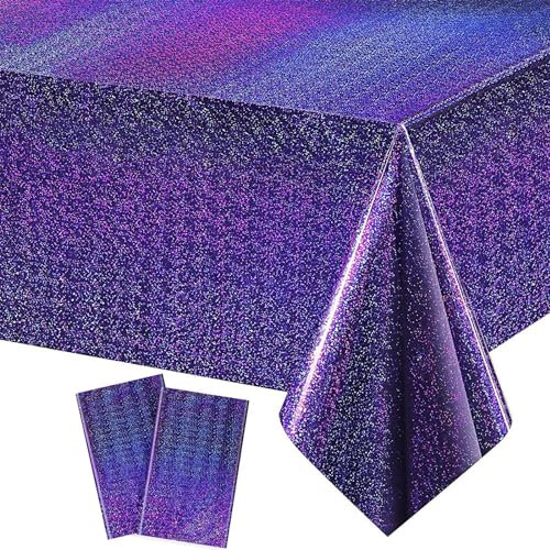 2PCS Tischdecke Geburtstag,Lila Party Tischtuch Wasserdicht Plastik Tischdecke Lila Folientischdecke für Geburtstag Baby Dusche Hochzeit Party Dekorationen 137 x 274cm