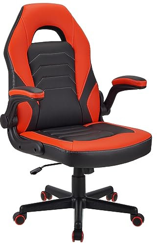 WangPangzi Gaming Chair Office desk chair,Adjustable Computer Chair PC Chairs Ergonomic High Back Office Racing Chair with Armrest,Swivel Leather Desk Chairs(Red)