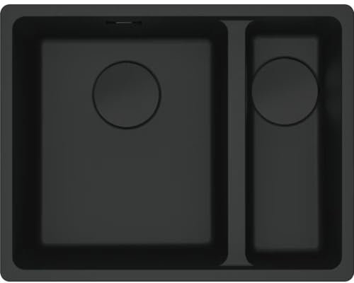 Kitchen Sink Made of Granite (Fragranite) with Single and a Half Bowl from Franke Maris MRG 160-34-15SBR - Black matt/Black Drainer - 127.0697.755