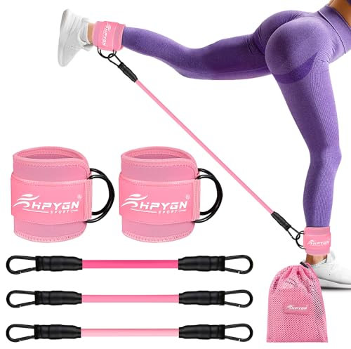 HPYGN Ankle Resistance Bands, Ankle Bands for Working Out, Leg Glutes Training Workout Equipment for Women, Exercise Bands with Cuffs, Kick Back Ankle Strap Set for Home Gym