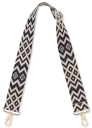 Expatrié Taschengurt zum Wechseln - Jeanne Boho Schwarz - Verstellbarer Schultergurt für Taschen Umhängetasche Bauchtasche - Flexibler Handtaschen Gurt mit Karabiner