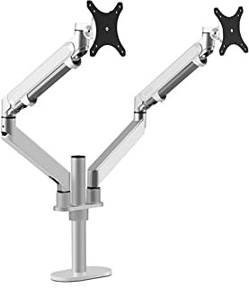 ALcorY OL-2Z 10-32 Prensa de Aire Gas Strut Tilt LCD Desktop Mount Swivel 2-8KG Soporte de Mesa de Monitor Doble con Base de Ojal de Abrazadera (Color : Silver)