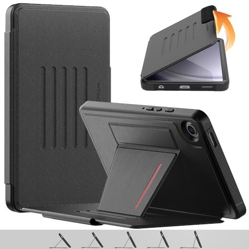 TECHGEAR Enduro Case For Samsung Galaxy Tab A9 8.7 (SM-X110 / SM-X115) Tough & Rugged Strong Magnetic & Flip Case [Auto Sleep/Wake] Drop Proof Cover with [Multi-Angle Stand] & Card Slot, Black