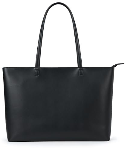 KALIDI Handtasche Damen Groß Shopper Tasche Damen PU Leder Tote Bag Wasserdichte Henkeltaschen mit Reißverschluss für Arbeit, Reisen, Einkauf, Schule Schwarz(L)