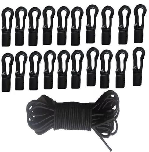GAOHOU 5 Meter Elastic Bungee Rope Shock Cord with 20pcs Shock Bungee Cord Hooks Tie Down Marine Kayak Boat Canoe Accessories DIY Crafting, Boat Camping