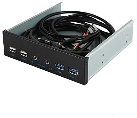 MOLERRI 5,25 Pulgadas Caja de La Pc de Escritorio Panel Frontal Interno USB Concentrador 2 Puertos USB 3.0 Y 2 Puertos USB 2.0 con HD Audio Puerto 20 Connector