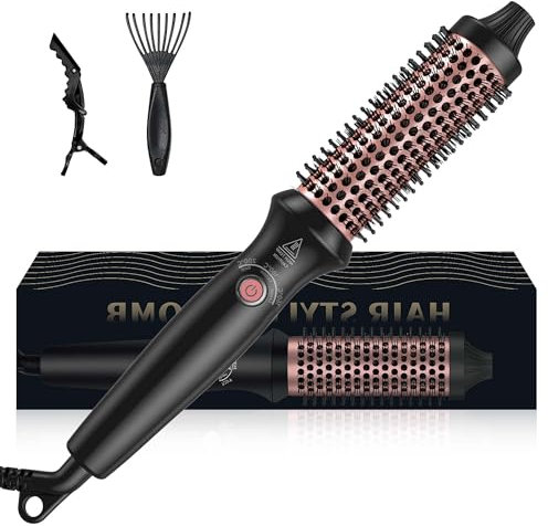 Thermal Brush, Thermobürste Wärmebürste 3 in 1, 32mm Rundbürste Stylingbürsten mit 160-204℃, Kompakt Lockenbürste Double Spannung Passend für Reise,Hot Brush für Haarstyling - Kamm, Locke, Gerade