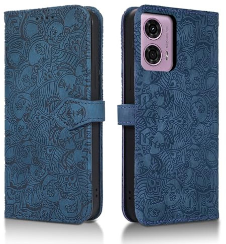 Succtopy Funda para Motorola Moto G24 4G PU Cuero Flip Carcasa Fundas Móvil de Tapa Libro con Cierre Magnético para Motorola Moto G24 4G Flip Wallet Cover Case con Motorola Moto G24 4G Azul