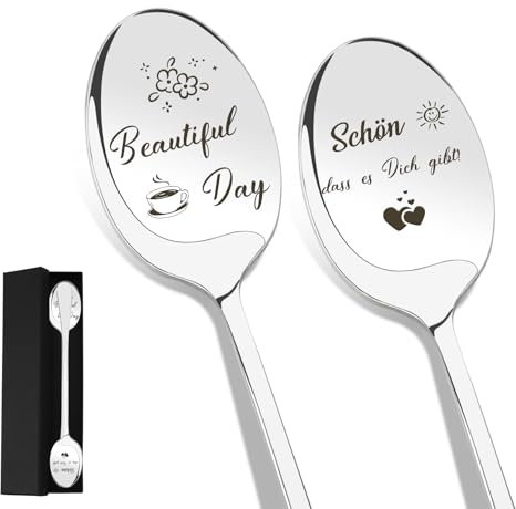 Freundschaft Geschenke Schöne Dankeschön Geschenke für Frauen Weihnachten Adventskalender Füllung für Beste Freundin 2er Kaffeelöffel Schön Dass Es Dich Gibt Geschenk für Kaffeeliebhaber