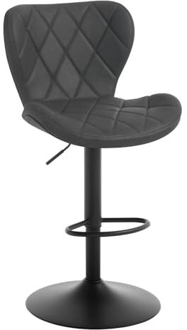 WOLTU Barhocker, Barstuhl höhenverstellbar, Drehhocker 360°, Hocker mit Rückenlehne Fußstütze, Bistrostuhl ergonomisch, Kunstleder Metallgestell, für Bar Bistro Kücheninsel, Anthrazit, BH418an-1