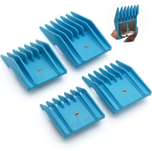 4-teiliges professionelles A5-Stil-Tier-Haarschneidemaschinen-Führungskämme Aufsatzkämme 76926-900, 3mm, 6mm, 9mm, 13mm, kompatibel mit Oster Classic 76 A5, Andis AG, BG, Wahl KM2/10/Cordless(Blau)