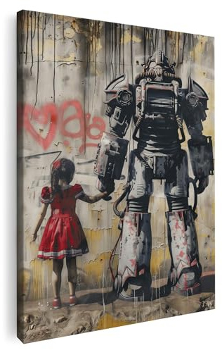 Artmazing | Fallout Banksy Bild Bunt | S-Art Bilder Modern | Leinwandbild XXL für Wohnzimmer | Wandbild Deko | Buntes Poster für Wand