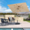 PURPLE LEAF Parasol de Jardin Extérieur Inclinable, Parasol Rectangulaire 1,8 x 2,7 m en Aluminium, Parasol Balcon en Teck Anti-Vent et Anti-UPF, pour Plage, Terrasse, Patio, Kaki