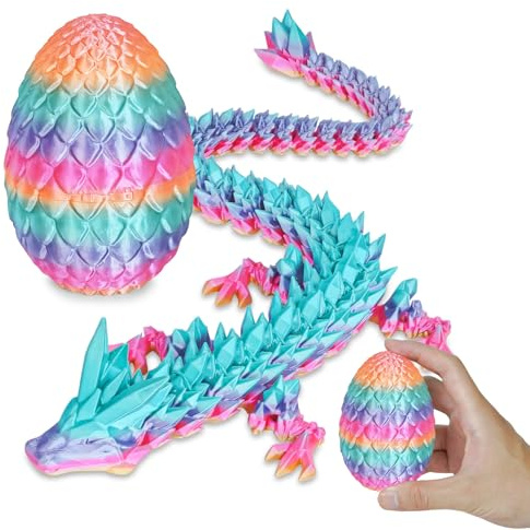 Überraschungs-Drachenei mit Drache im Inneren Geschenke für Kinder und Erwachsene 3D-gedrucktes Fidget-Spielzeug perfekt für Weihnachten Ostern Geburtstage Deko Stressabbau(Regenbogen, Klein)