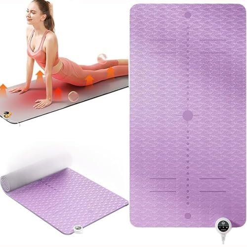 Elektrisch beheizte Yogamatte, rutschfeste Yoga-Trainingsmatte for den Winter, 8 mm dicke weiche TPE-Trainingsmatte, warme Workout-Fitness-Yogamatte, Temperatur einstellbar 10–60 °C,1–12 Stunden Timer