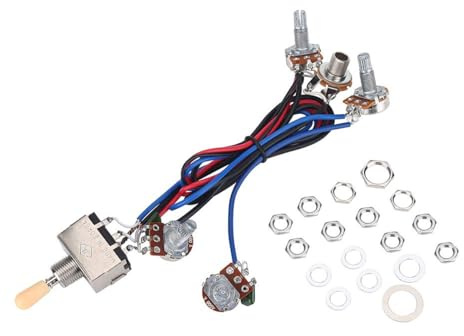Laroal Guitar Wiring Harness Kit 3 Way Switch 2 Volume 2 Tone 1 Jack 500K Pots for L P Guitar