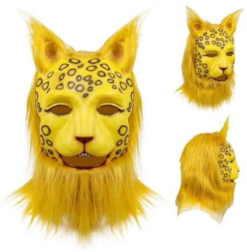 Generico Maschera Silicone Realistica Horror Maschera Animali Leopardo per Halloween Festa Vestirsi