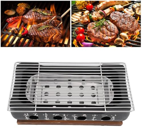 Portable Barbecue Stove, Japanese Style BBQ Grill, Charcoal Hibachi Grill for Yakiniku and Takoyaki, Compact Design with Aluminum Alloy Construction (XL)