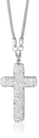 lasuroa Bling Kreuz Autoanhänger, Kristall Strass Rückspiegel Deko Eleganter Religiöser Innenraum Hängeschmuck für Fahrzeug Zubehör