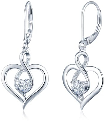 MICMIF Damen Ohrringe Hängend Herz mit Moissanite Tropfenohrringe 925 Sterling Silber mit Klapperverschluß, VVS1 D Farbe 1 Karat Silber Ohrschmuck Hypoallergen für Frauen Freundin Mama