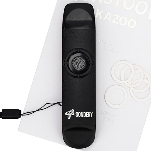 Sondery Professionelles Kazoo Doppelkopf-Kazoo aus Metall mit hoher niedriger Tonhöhe und 5 Membranen, Jam zusammen mit Gitarre, Ukulele, Violine und mehr, Schwarz