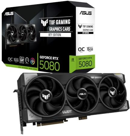 ASUS TUF Gaming GeForce RTX ™ 5080 16GB GDDR7 BTF OC Edition Gaming Grafikkarte (PCIe® 5.0, HDMI®/DP 2.1, 3.6-Slot, Komponenten in Militärqualität, Abnehmbarer GC-HPWR Adapter)