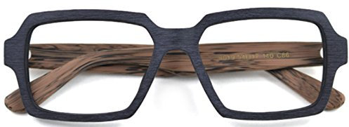 J&L Glasses Retro Klassisches Nerd Klar Hornbrille Brille mit Fensterglas Damen Herren Brillenfassung holz Stil (Black&Brown)