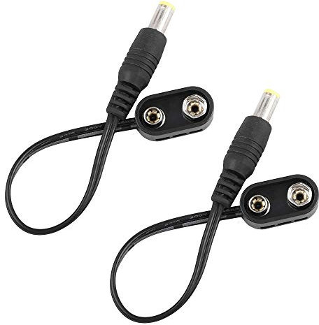 Mr.Power 9V Battery Clip Converter Power Cable Snap Connector 2.1mm 5.5mm Plug for Guitar Effect Pedal (2 cable)