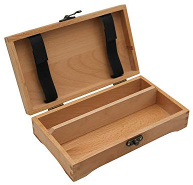 Paintersisters® Stiftebox mit Holzdeckel und Verschluss - Holzbox, Holzschachtel aus fein lasiertem Buchenholz (Klappdeckel)